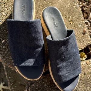 Vince Women's Blue Canvas Mules